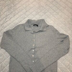 Brandy Melville Gray Button-Up Top